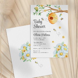 Cute honey Bee and Chamomille Baby Shower Inbjudningar