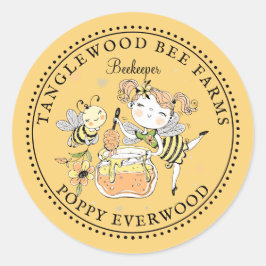 Cute Honey Bee Apiary Beekeeper Honey Products  Runt Klistermärke