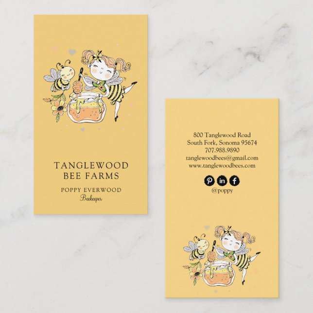 Cute Honey Bee Apiary Beekeeper Honey Products  Visitkort (Fram/baksida)