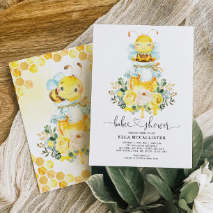 Cute honey Bee Baby Shower på sommar Gul ros Inbjudningar