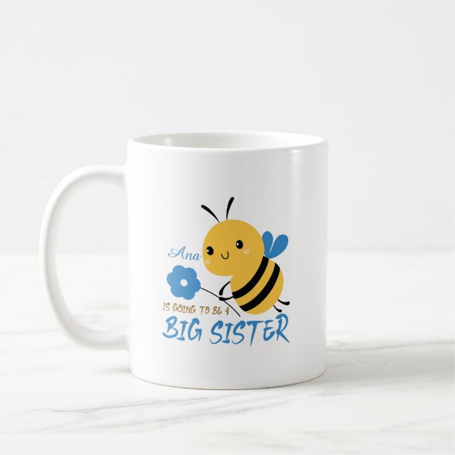 Cute Honey Bee Big Sister Custom Name Coffee Mug Kaffemugg (Vänster)