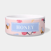 Cute honey Bee Blommigt Rosa Monogram Pet Namn Bow