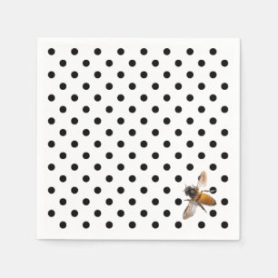 Cute honey Bee retro black white polka dot mönster Pappersservett