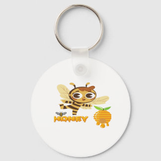 Cute Honey Bee with Dripping Honey Typography Desi Nyckelring