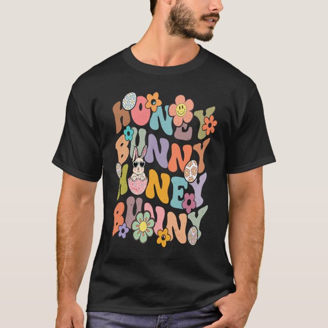 Cute Honey Bunny Retro Easter Day Couple Husband W T Shirt (Framsida)