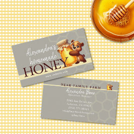 Cute Honey Happy Teddy Bear Jar Honeycomb Visitkort