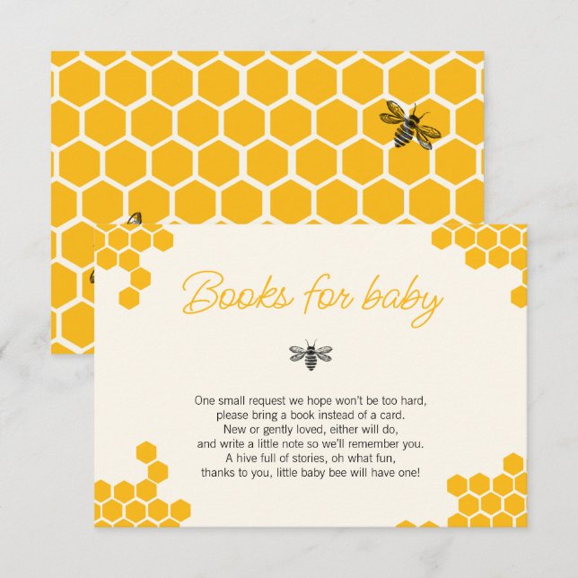 Cute Honey Mommy to Bee Baby Shower Books for Baby Tilläggskort (Fram/baksida)