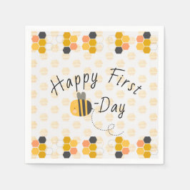 Cute Honeycomb First Bee Day Birthday Pappersservett