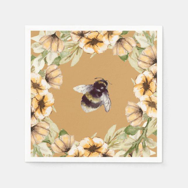 Cute honeycomb och bi-blommigt pappersservett (Framsidan)