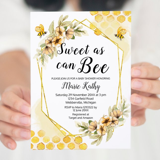 Cute Honung Sweet som kan vara Baby Shower-inbjuda Inbjudningar (Skapare uppladdad)