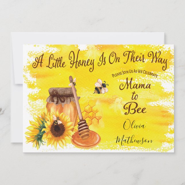 Cute Honungsbi Rustic Gender Neutral Baby Shower Inbjudningar (Framsida)