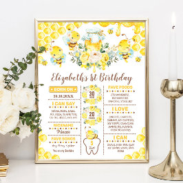 Cute Honungsbin 1:a födelsedagsstenen Poster