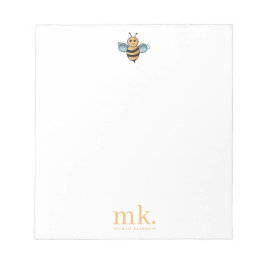 Cute Honungsbin & Blommigt Wildblommor Monogram Anteckningsblock
