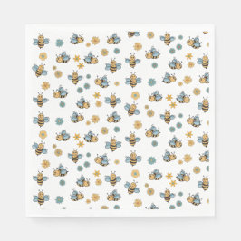 Cute Honungsbin & Blommigt Wildblommor Pappersservett