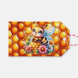 Cute Honungsbin och Honeycomb Theter Baby Shower Presentetikett