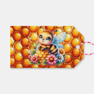 Cute Honungsbin och Honeycomb Theter Baby Shower Presentetikett