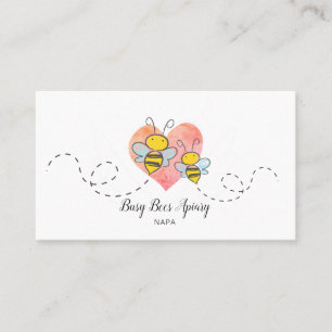 Cute Honungsbin Rosa Heart Apiary Biekeeper Visitkort