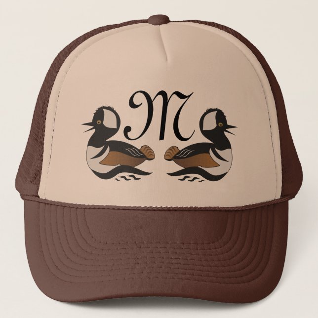 Cute Hooded Merganser Anka Swimming Keps (Framsida)