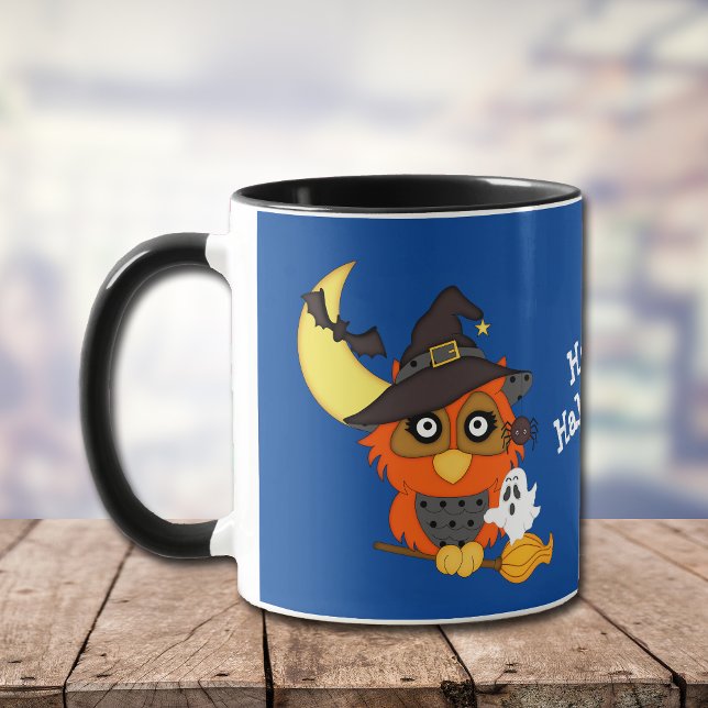 Cute Hoot Uggla och Ghost Halloween Mugg (Skapare uppladdad)