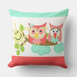 Cute Hoot Uggla på Gren Animals Sunshine Kudde