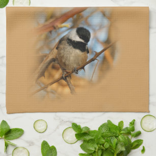 Cute Hopnice Black-Caps Chickadee Songbird Kökshandduk
