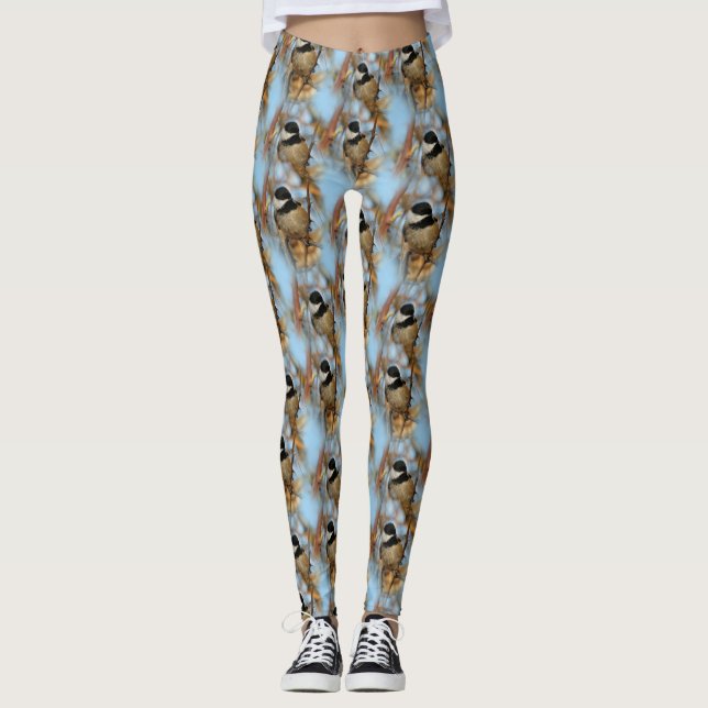 Cute Hopnice Black-Caps Chickadee Songbird Leggings (Framsida)