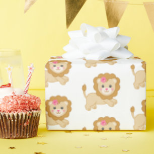 Cute-hoppet lejont med rosans båge presentpapper