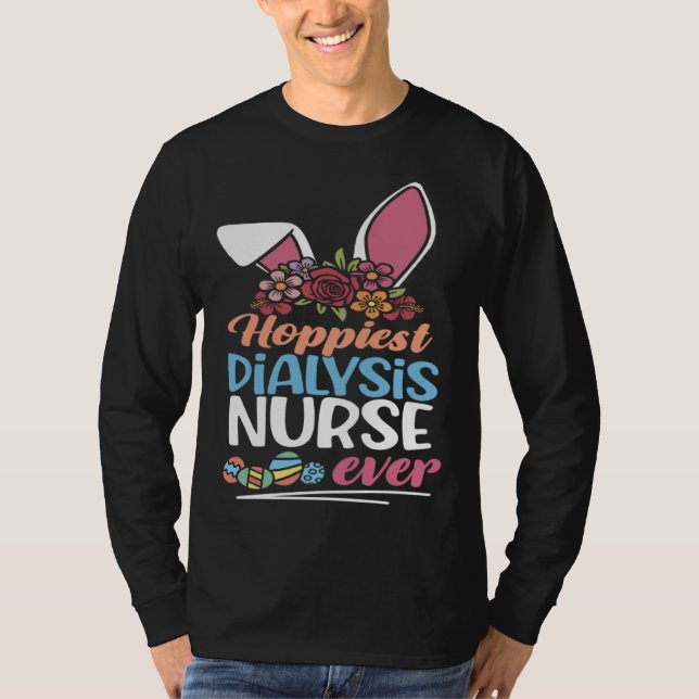 Cute Hoppiest Dialysis Nurse Ever Bunny Ear Red Pl T Shirt (Framsida)