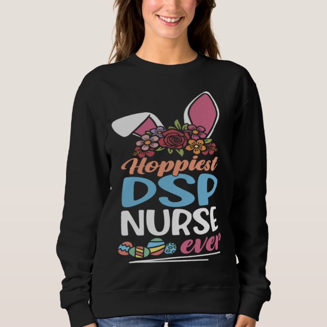 Cute Hoppiest DSP Nurse Ever Bunny Ear Red Plaid E T Shirt (Framsida)