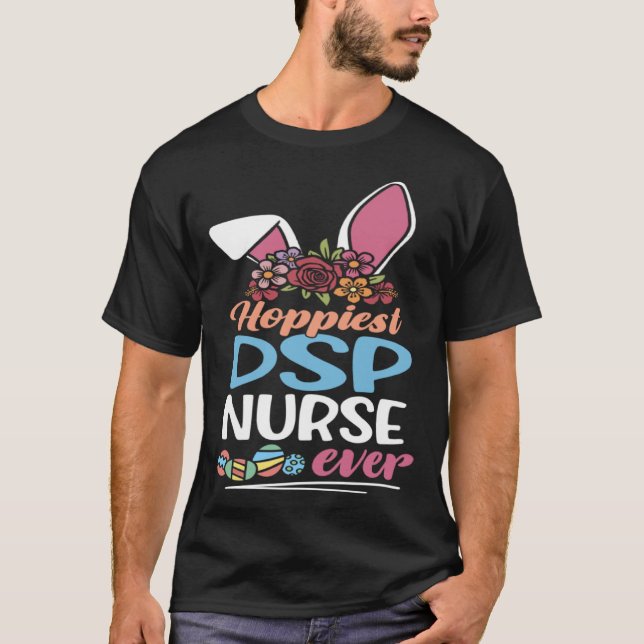Cute Hoppiest DSP Nurse Ever Bunny Ear Red Plaid E T Shirt (Framsida)