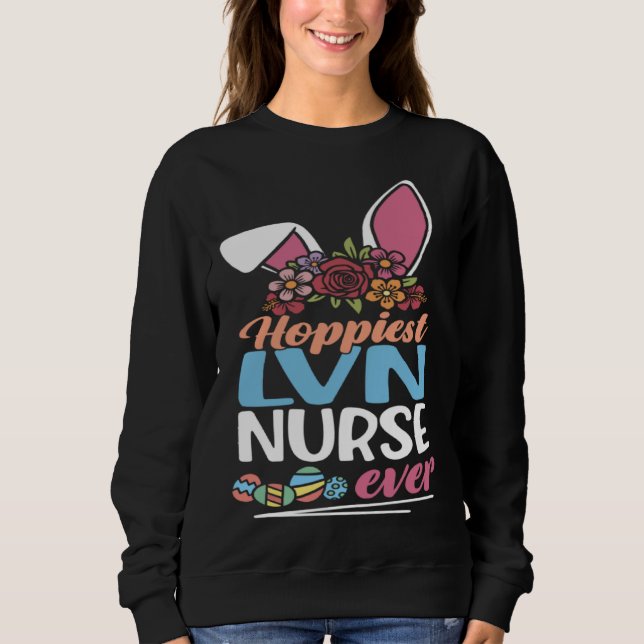 Cute Hoppiest LVN Nurse Ever Bunny Ear Red Plaid E T Shirt (Framsida)