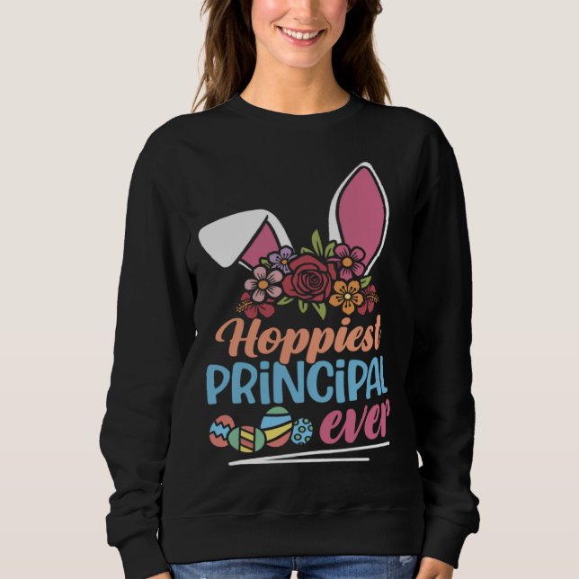 Cute Hoppiest Principal Ever Bunny Ear Red Plaid E T Shirt (Framsida)