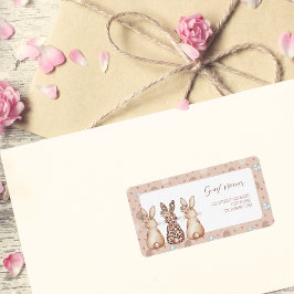 Cute Hopping Bunnies Påsk Theme Adress Adressetikett