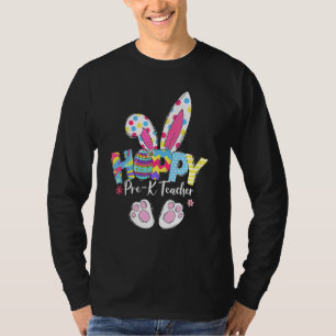 Cute Hoppy Pre K Teacher Bunny Rabbit Påsk Dag M T Shirt