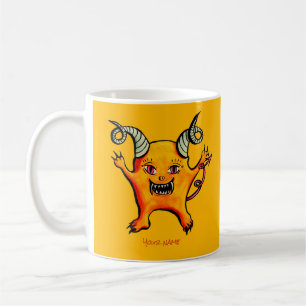 Cute Hornen Demon Tecknad Monster Kids Namn Kaffemugg
