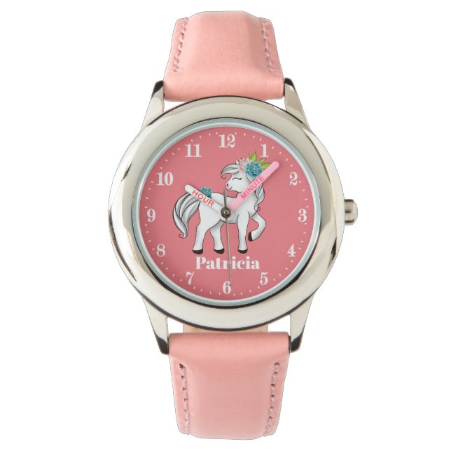 Cute horse add namn flickor armbandsur (Framsida)
