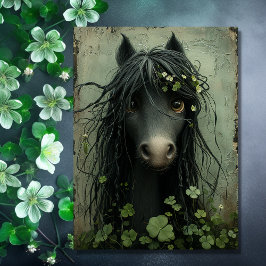 Cute Horse and Shamrocks St. Patrick's Day Card Kort