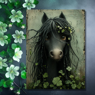 Cute Horse and Shamrocks St. Patrick's Day Card Kort