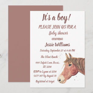 Cute Horse Boho Ranch Pojke Western Pony Invita Inbjudningar