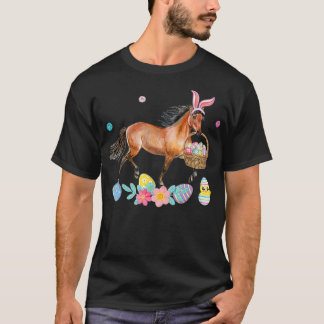 Cute Horse Bunny Öron Påskägg Basket Horse T Shirt