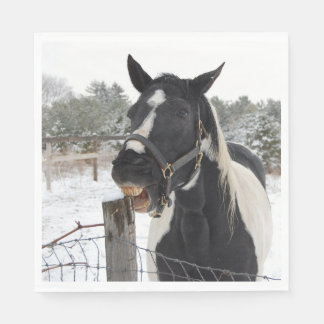 Cute Horse Chewing på en stängslerpost Pappersservett