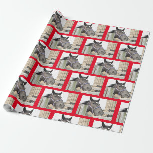 Cute Horse Chewing på en stängslerpost Presentpapper