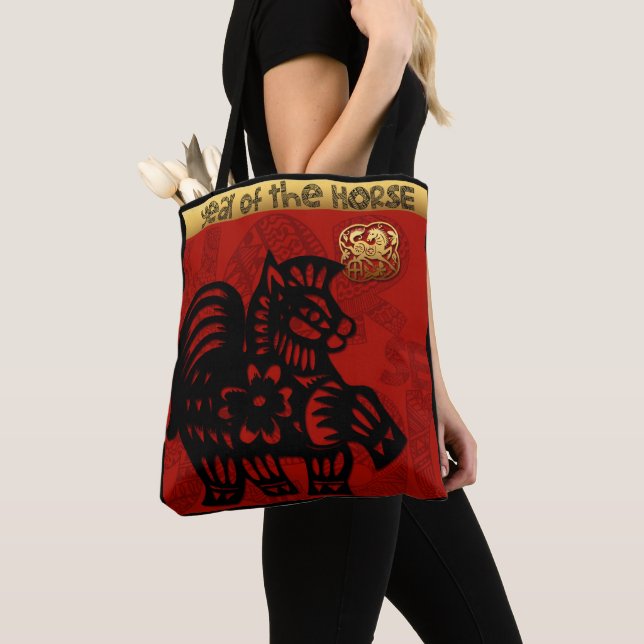 Cute Horse Chinese New Year Zodiac Birthday TB Tygkasse (Närbild)