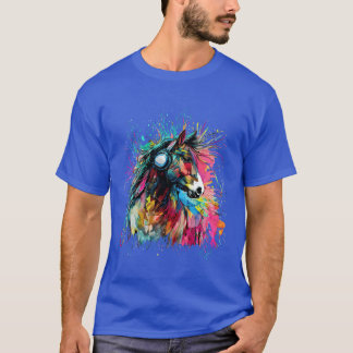 Cute Horse Colorful regnbåge färgad för häst T Shirt