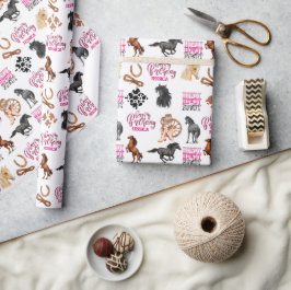 Cute Horse Cowgirl Birthday Presentpapper
