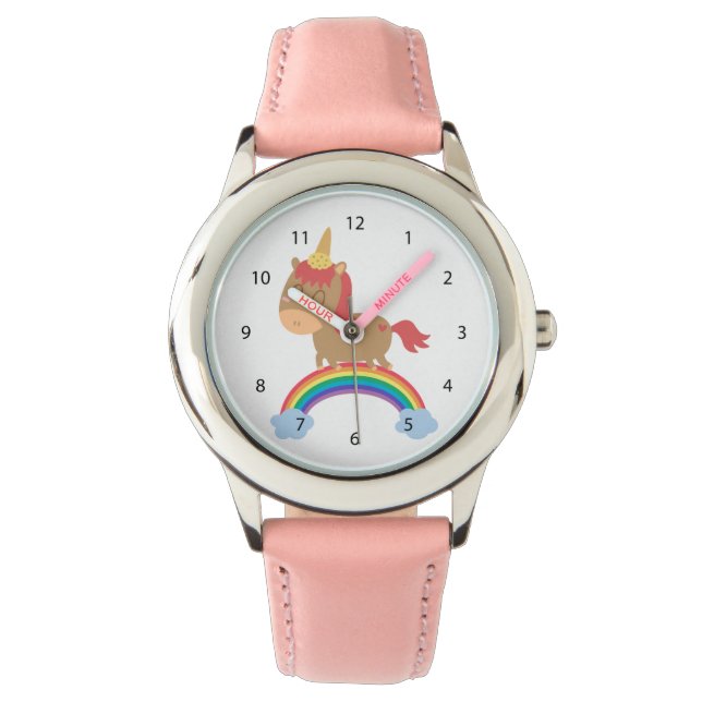 Cute Horse drömmer om att bli Unicorn Humor Armbandsur (Framsida)