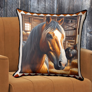 Cute Horse Farm Animal Art Kudde