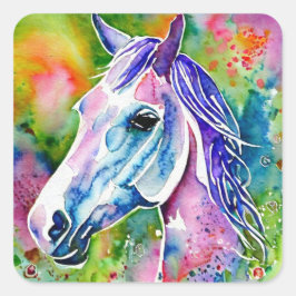 Cute Horse Fyrkantigt Klistermärke