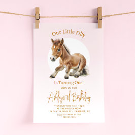 Cute Horse Girls 1:a födelsedag Inbjudningar