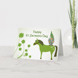 Cute Horse, Gnome och Klöver St. Patrick's Day Helgkort